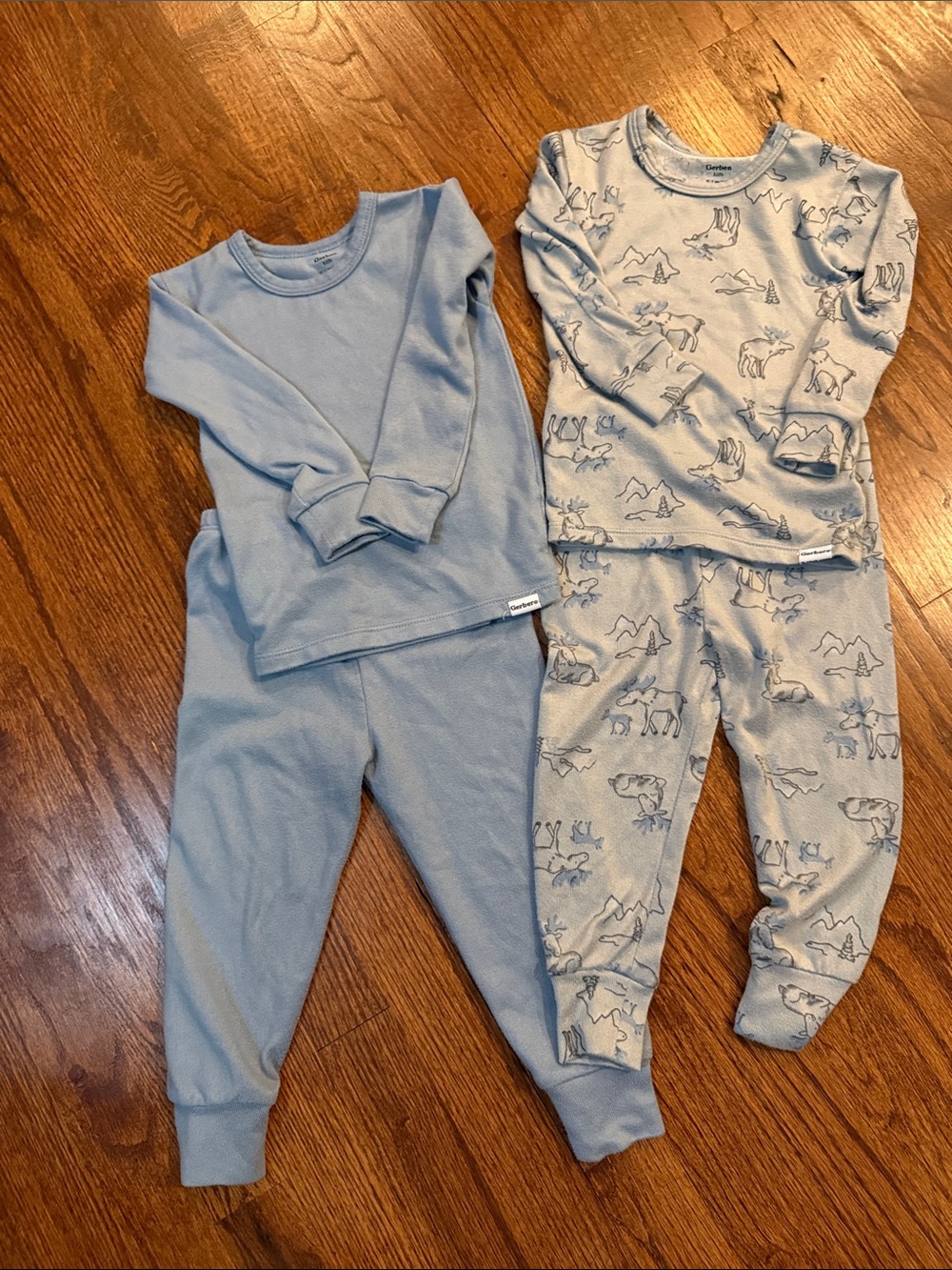 Gerber Light Blue Kids' Thermal Pajama Set - 2 Pack